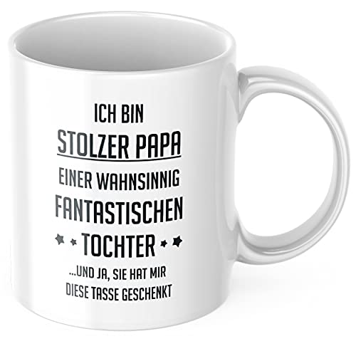 geschenke-fabrik.de Tasse mit Spruch Ich bin stolzer Papa... als Geschenk von Tochter zum Geburtstag, Vatertag oder zu Weihnachten von geschenke-fabrik.de