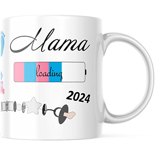 geschenke-fabrik.de - Tasse mit Spruch - Mama loading 2024 - Schwangerschaft verkünden/Geschenk für Schwangere - Schwangerschaft - Baby loading - Tasse Mama 2024 Geschenk von geschenke-fabrik.de