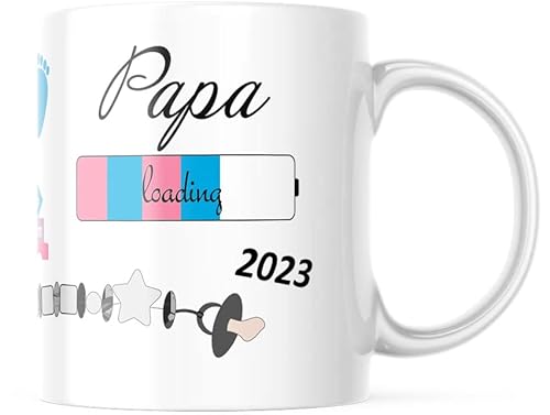 geschenke-fabrik.de - Tasse mit Spruch - Papa loading 2023 - Geschenke für werdende Väter/Geschenk für Schwangere - Schwangerschaft - Baby loading - Tasse Papa 2023 Geschenk von geschenke-fabrik.de