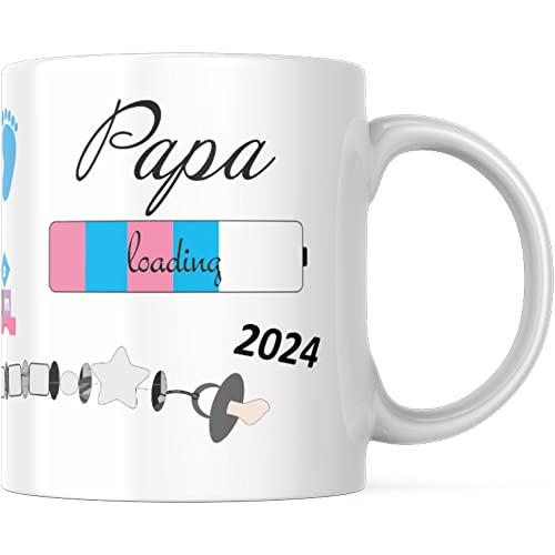 geschenke-fabrik.de - Tasse mit Spruch - Papa loading 2024 - Geschenke für werdende Väter/Geschenk für Schwangere - Schwangerschaft - Baby loading - Tasse Papa 2024 Geschenk von geschenke-fabrik.de