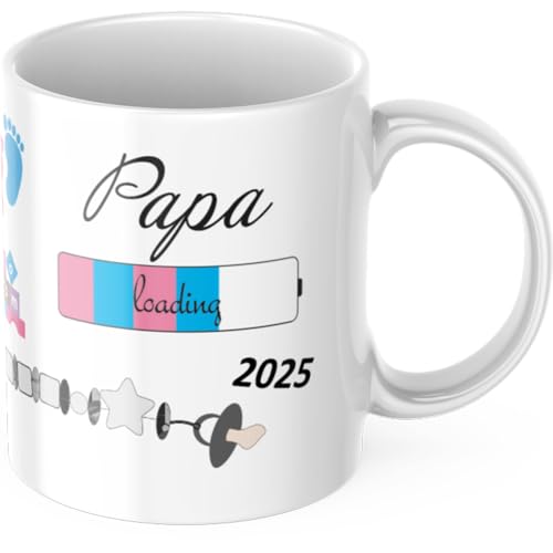 geschenke-fabrik.de - Tasse Mit Spruch - Papa Loading 2025 - Geschenk für Werdende Väter - Schwangerschaft Verkünden - Vatertag - Baby Loading von geschenke-fabrik.de