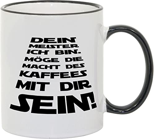 geschenke-fabrik.de - lustige Tasse mit Spruch - Dein Meister ich bin - ein Fanartikel für Männer, Kumpels, Arbeits-Kollegen und Freunde - zum Geburtstag, zu Weihnachten; Büro Gadgets von geschenke-fabrik.de