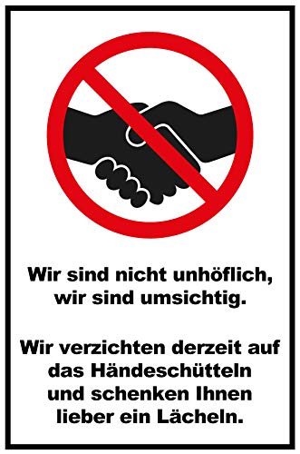 5 Stück Aufkleber 29,5 x 19,5 cm Händeschütteln verboten Hinweis Corona Virus von geschenke-fabrik.de
