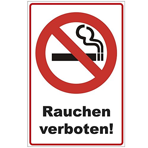 Schild 200x140 mm Rauchen verboten !, stabil aus Alu/Dibond - 3 mm stark von geschenke-fabrik.de