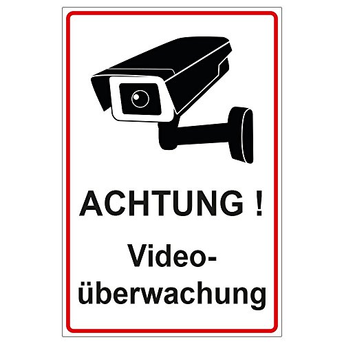 Schild Achtung Videoüberwachung aus Alu/Dibond 140x200 mm - 3 mm stark von geschenke-fabrik.de