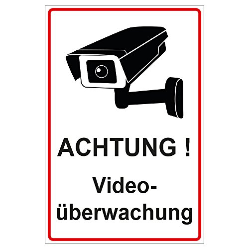 Schild Achtung Videoüberwachung aus Alu/Dibond 200x300 mm - 3 mm stark von geschenke-fabrik.de
