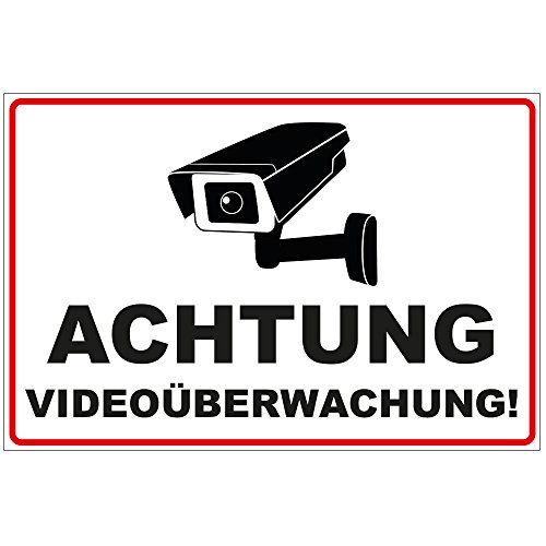 Schild Achtung Videoüberwachung aus Alu/Dibond 300x200 mm - 3 mm stark von geschenke-fabrik.de