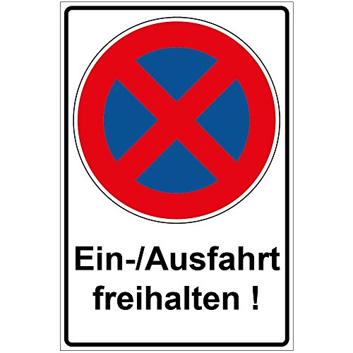 Schild Einfahrt/Ausfahrt freihalten aus Alu/Dibond 140x200 mm - 3 mm stark von geschenke-fabrik.de