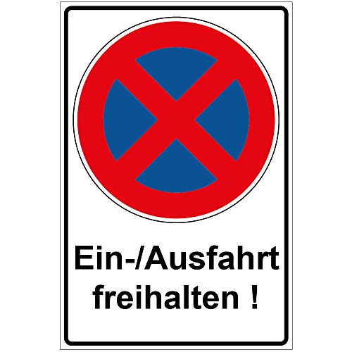 Schild Einfahrt/Ausfahrt freihalten aus Alu/Dibond 200x300 mm - 3 mm stark von geschenke-fabrik.de