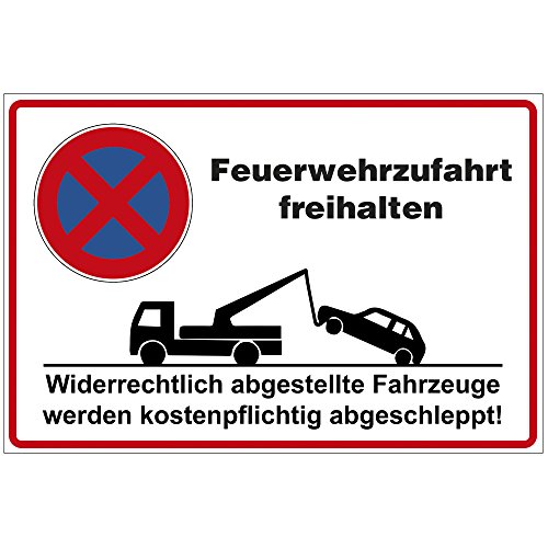 Schild Feuerwehrzufahrt freihalten! aus Alu/Dibond 200x140 mm - 3 mm stark von geschenke-fabrik.de