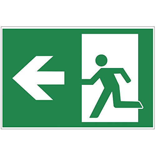 Schild Notausgang Links - Exit aus PVC Hartschaum Platte 300x200 mm - 3 mm stark von geschenke-fabrik.de