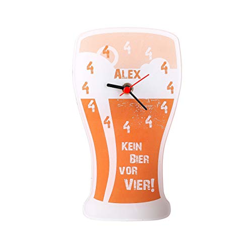 Herz & Heim® Lustige Uhr - Kein Bier vor Vier - mit Namensaufdruck von Herz & Heim