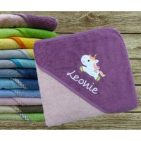 Babyhandtuch Mit Namen Einhorn in Wunschfarbe von geschenkelibelle