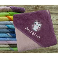 Babyhandtuch Mit Namen Eule in Wunschfarbe von geschenkelibelle