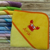 Babyhandtuch Mit Namen Krabbe in Wunschfarbe von geschenkelibelle