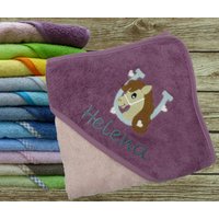 Babyhandtuch Mit Namen Pferd in Wunschfarbe von geschenkelibelle
