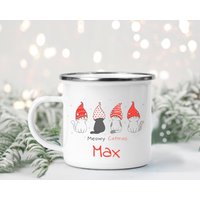 Emailletasse Mit Namen Weihnachten Katzen-Trio von geschenkelibelle