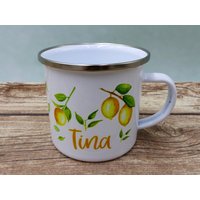 Emailletasse Mit Namen Zitronen von geschenkelibelle