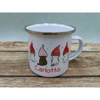 Emailletasse Weihnachten Katzen-Trio, Personalisierbar von geschenkelibelle