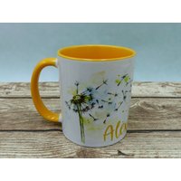 Tasse Mit Namen Pusteblume Goldgelb von geschenkelibelle