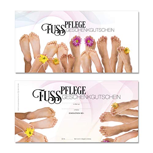 GESCHENKGUTSCHEINcom 100 Stk. Geschenkgutscheine für Format DIN-Lang. Gutscheine für Fußpflege Pediküre Podologie. Fußpflege-Gutschein. FU9220 von GESCHENKGUTSCHEINcom by POS-HAUER