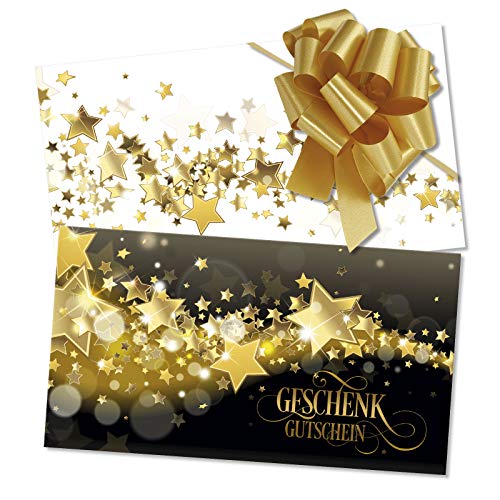 GESCHENKGUTSCHEINcom 25 Stk. Gutscheine mit Kuvert und Schleife. Geschenkgutschein-Vordrucke für Weihnachten für Unternehmen. X1227 von geschenkgutschein.com