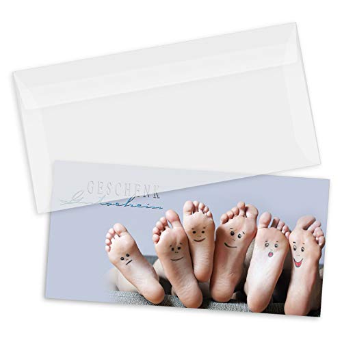 GESCHENKGUTSCHEINcom 25 Stk. Gutscheine mit Umschlag DIN-Lang. Geschenk-Gutscheine für Nailart Fußpflegepraxis. Fußpflegegutschein. FU9218 von GESCHENKGUTSCHEINcom by POS-HAUER