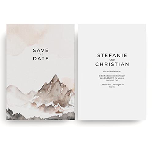 (40 x) Save the Date Karten zur Hochzeit – Einladungskarten Hochzeitseinladungen Bergblick von gestaltenlassen.com