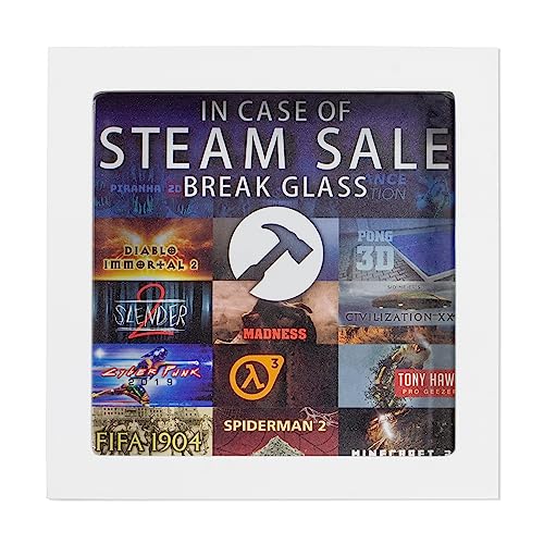 Gaming Spardose für Steam Sale - Gamer Sparbüchse aus Holz mit Glas Sichtfenster - Geschenkverpackung für Geldgeschenke - 15 x 15 x 5 cm von getDigital