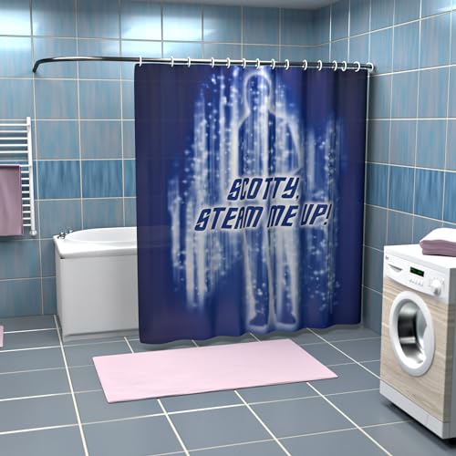 Steam me up Scotty Duschvorhang - 180 x 200 cm Badewannen-Vorhang aus Polyester, 12 Haken zum Aufhängen, Anti-Schimmel und Wasserabweisend von getDigital