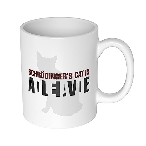 getDigital Schrödingers Katze Becher Tasse für Nerds und Geeks, Keramik, weiß, 1 Stück (1er Pack) von getDigital