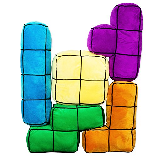 getDigital Arcade Block Kissen 5er Set | 5 große, bunte und flauschige 3D Arcade-Retro-Gaming-Kissen mit Velours-Bezug | bis zu 60 x 20 x 13cm Größe pro Kissen von getDigital