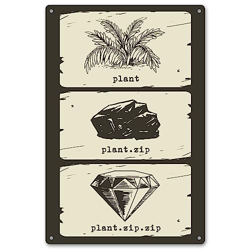 getDigital Blechschild Plant.zip.zip - Metallschild, Dekoschild, Wandschild, Poster aus Metall für Geeks & Nerds - 20 x 30,3 cm, Weißblech von getDigital