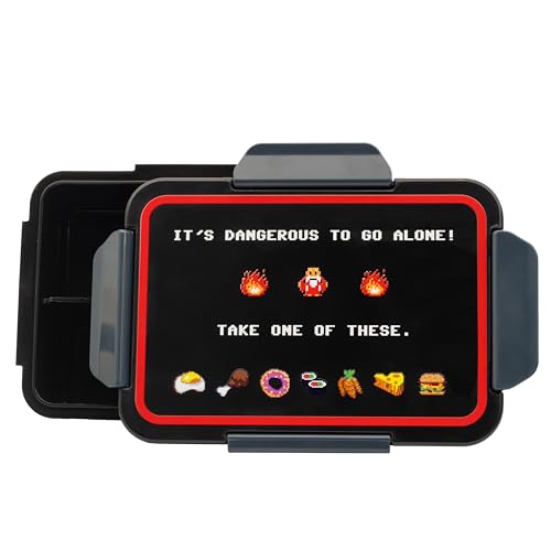 getDigital Lunch Box Dangerous to go alone - Bentobox für Nerds & Gaming Fans mit 4 anpassbaren Fächern, Auslaufsichere Dose mit Deckel, Spülmaschinengeeignet & Mikrowellengeeignet - 800ML von getDigital