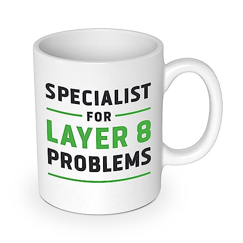 getDigital Specialist for Layer 8 Problems Kaffeebecher - Lustige Büro Tasse Becher für Computer & Technik Geeks - Keramik 300 ml von getDigital