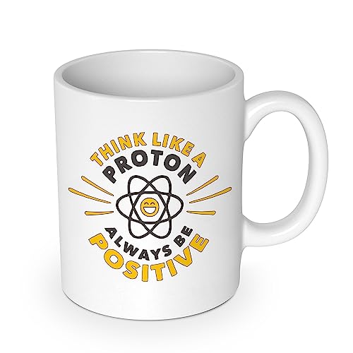 getDigital Think Like A Proton Kaffeebecher - Lustige Büro Tasse Becher für Wissenschaftler & Nerds - Keramik 300 ml von getDigital