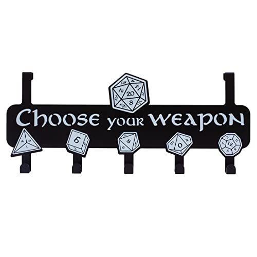 getDigital Türgarderobe Choose Your Weapon - Garderobenleiste Rostfreier Stahl 5 Kleiderhaken - RPG Deko für Rollenspieler - Schwarz, 39 x 13,3 cm von getDigital