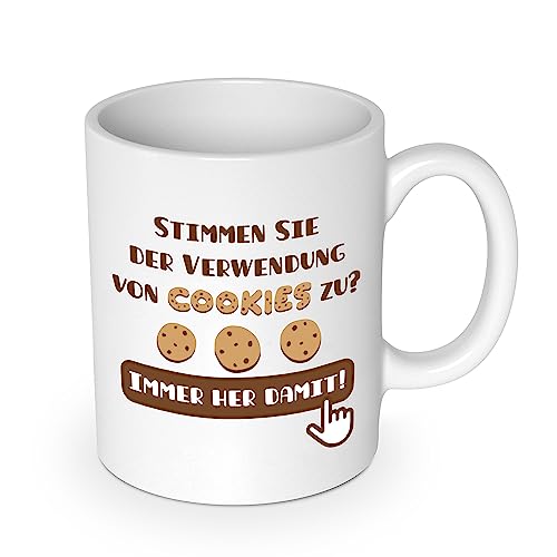 getDigital Verwendung von Cookies Kaffeebecher - Lustige Büro Tasse Becher für ITler & Nerds - Keramik 300 ml von getDigital