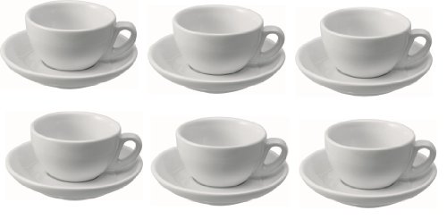 6 Stück Cappuccinotasse Cappuccinotassen inklusive Untertasse 0,28 Liter Porzellan von getgastro