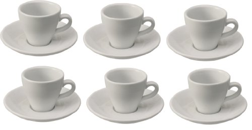 6 Stück Espressotasse Espressotassen inklusive Untertasse 0,09 Liter Porzellan von getgastro