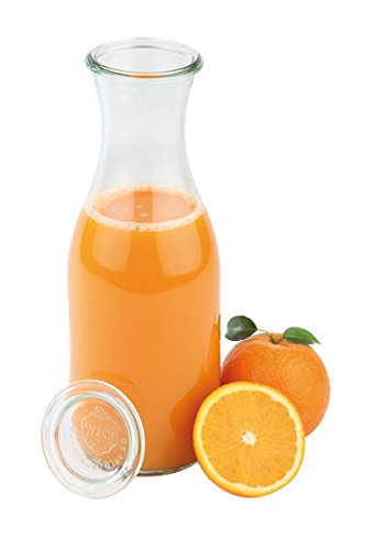 6 x Weck®-Flasche + 6 Deckel, ideal zum Servieren von Saft, Smoothie, Dressing und Saucen, spülmaschinengeeignet/Inhalt: 1,0 ltr. | SUN von getgastro