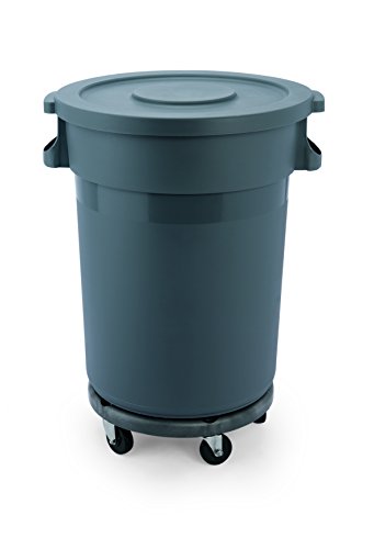 Abfallbehälter aus HDPP Kunststoff - mit Transporttrolley und Flachdeckel, mit 4 oder 5 unterschiedlichen Rollen ohne Feststeller (Abfallbehälter 1 - Höhe: 91 cm) von getgastro
