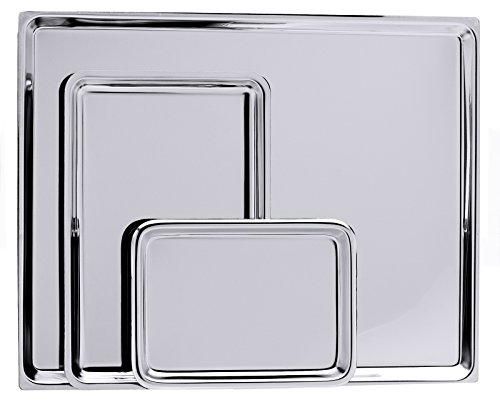 Auslagetablett aus Edelstahl 18/10, mit glattem Rand, schwere Qualität, hochglänzend | ERK (A2-29,5 x 19,5 x 2 cm) von getgastro