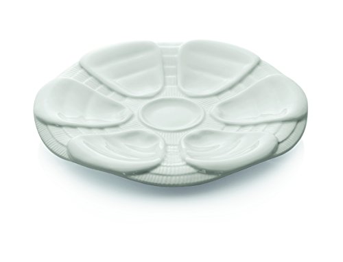 Austernteller aus Porzellan in weiß - für 6 Austern (Durchmesser: Ø 25 cm) von getgastro