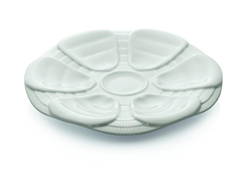 getgastro Austernteller Porzellan für 6 Austern Ø 25cm, Zubehör für Restaurant, Hotel, Gastronomie, Austernplatte im klassischen Design, Teller zum Servieren von Meeresfrüchten, Sushi oder Tapa´s von getgastro