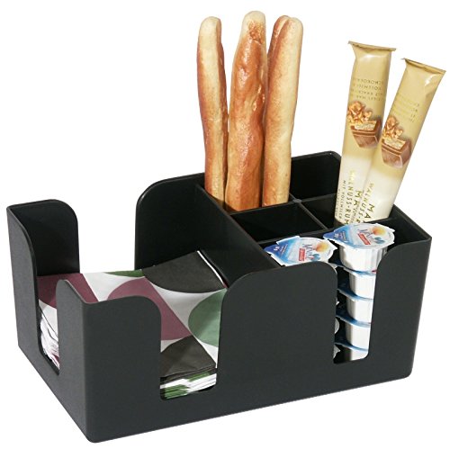 Bar-Caddy aus schwarzem ABS-Kunststoff mit Fächern für Strohhalme, Utensilien, Dosierflaschen, Cpcktailservietten 25 x 25 cm 1/4 Falz (12,5 x 12,5 cm) | ERK von getgastro