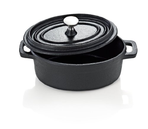 Cocotte Gusseisen schwarz ovale Form 12 x 8 x 8 cm von getgastro