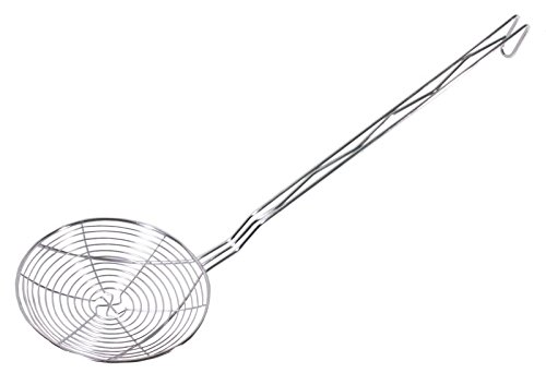 Frittierlöffel, rund, aus Edelstahl, mit konzentrischen Ringen/Stiellängen: 43 oder 50 cm in 7 unterschiedlichen Varianten | ERK (A7 - Ø Schaufel: 30 cm) von getgastro