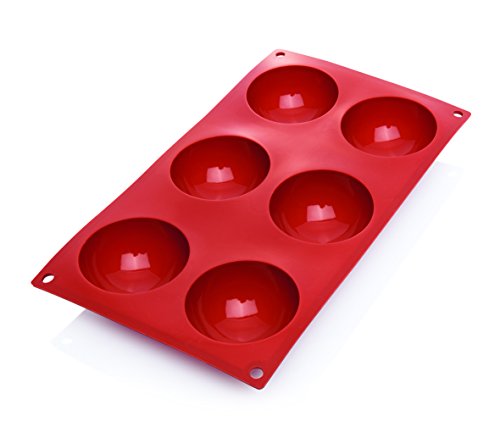 Halbkugel-Backform aus Silikon in rot - temperaturbeständig von -40 °C bis 280 °C, PREMIUM-QUALITÄT, spülmaschinentauglich (15 Formen) von getgastro