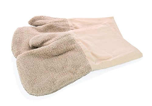 Hitzefausthandschuhe aus Baumwolle in beige - 2-teilig, temperaturbeständig bis 350 °C, waschbar bis 40 °C, XTRA PREISWERT/Länge: 40 cm von getgastro